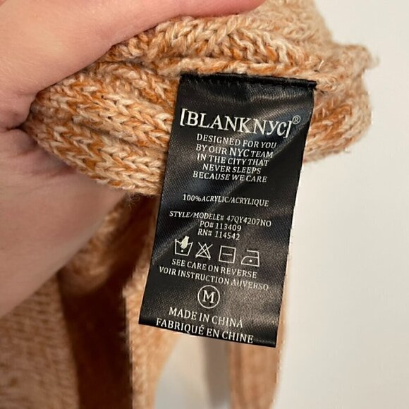 BLANK NYC BLANKNYC Heather Ribbed Crewneck Sweater Tan Brown White Marled Winter - Picture 10 of 14